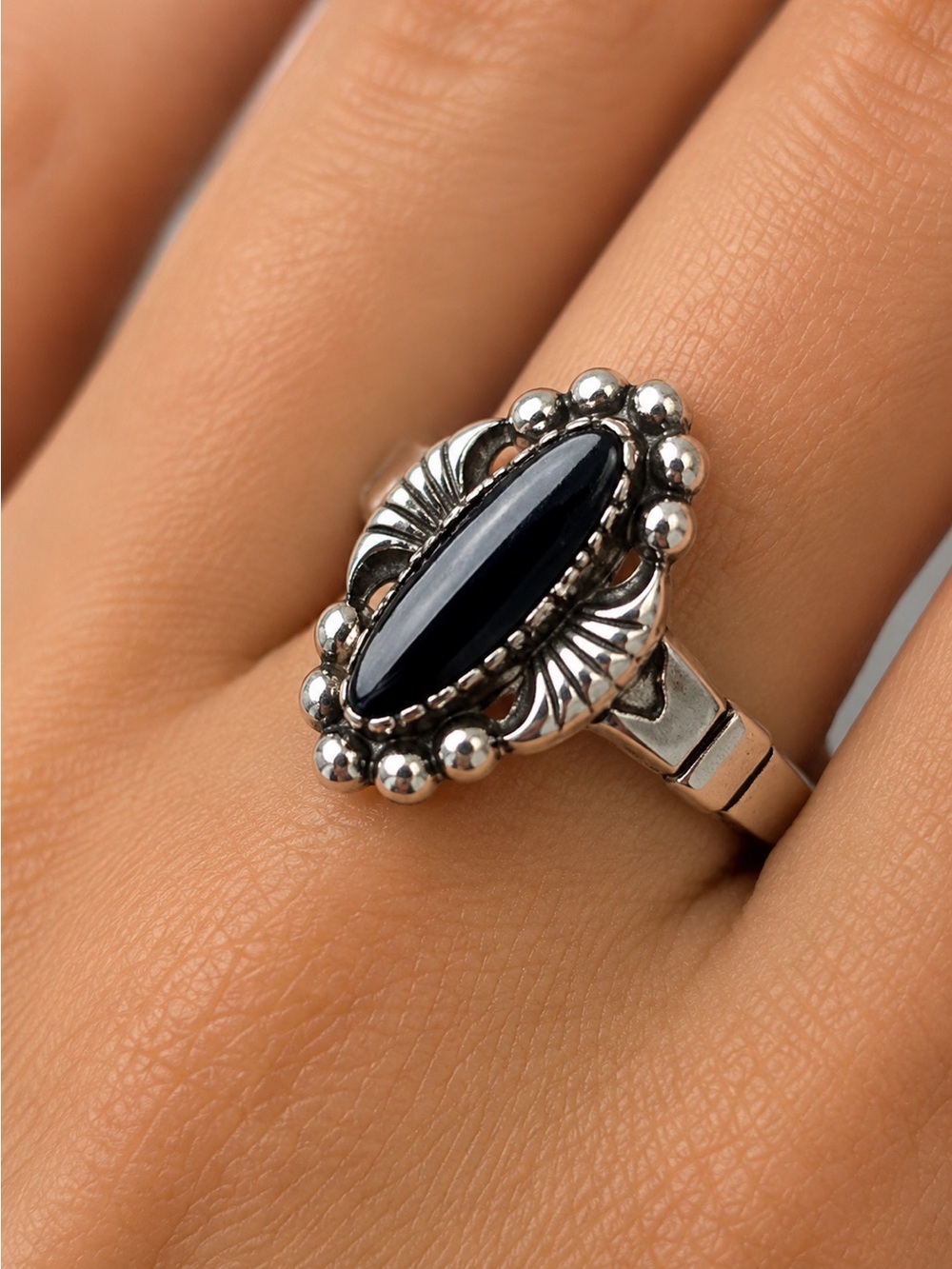 Bell Trading Company Sterling Silver Hematite Vintage Ring